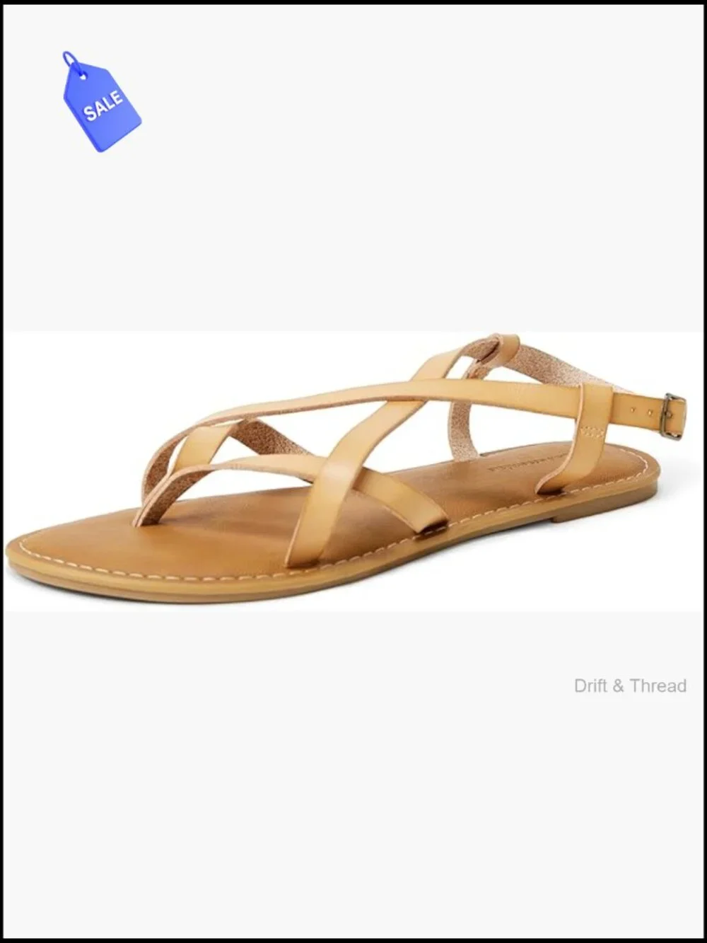 Strappy Slide Sandals with Padded Insole Adjustable Ankle Strap Faux Leather